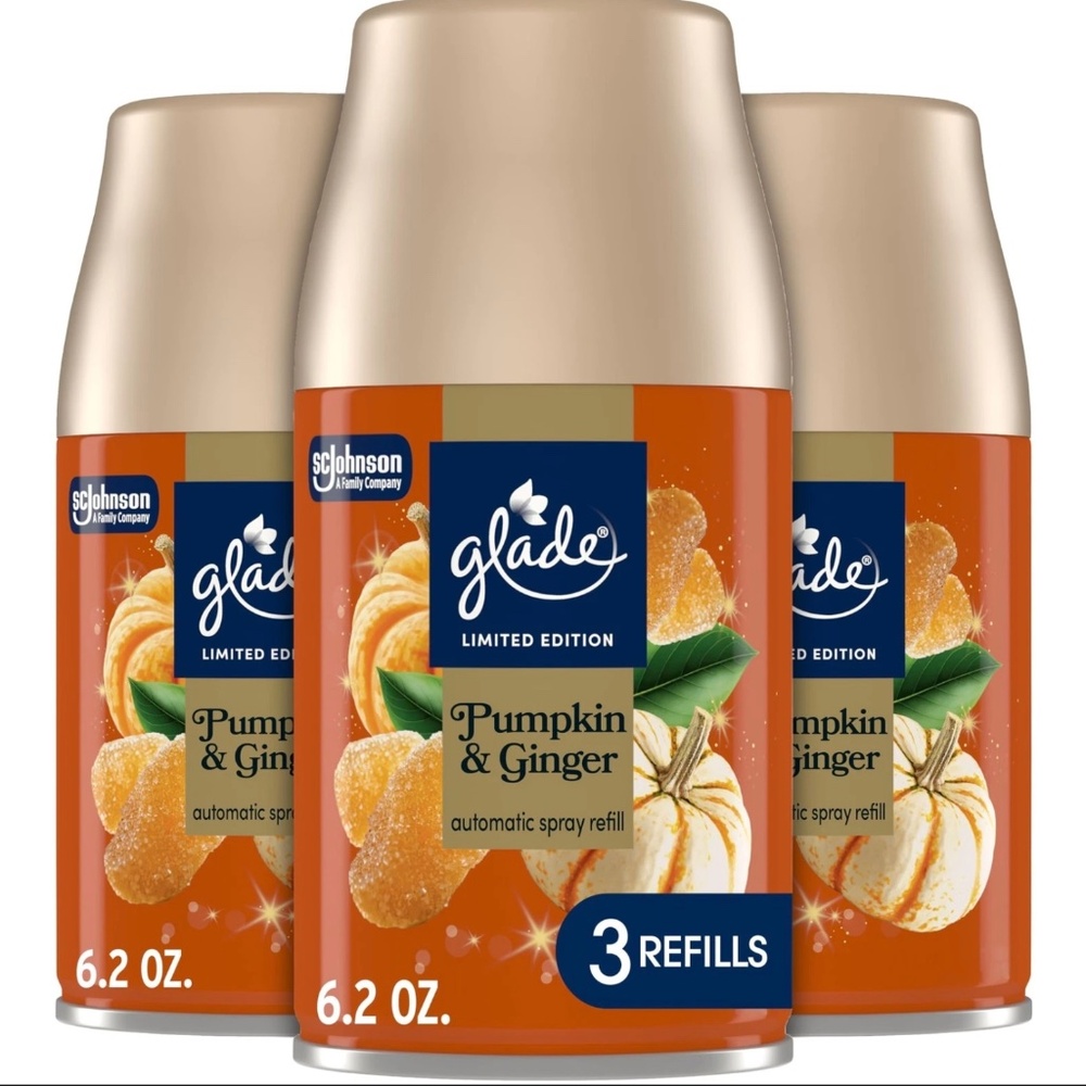 Lot 3X Glade Automatic Spray Refill Pumpkin & Ginger Scented Air Freshener